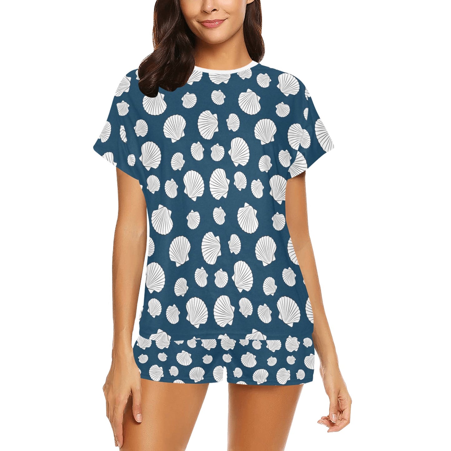 Seashell Print Design LKS3012 Women's Short Pajama Set