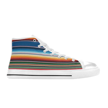 Serape Print Design LKS303 High Top Women's White Shoes