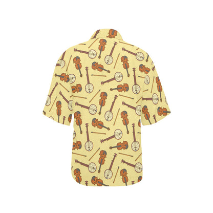 Banjo Violin Pattern Print Design 01 Women's Hawaiian Shirt