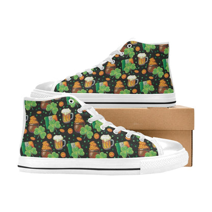 St Patricks Day Print Design LKS303 High Top Women's White Shoes
