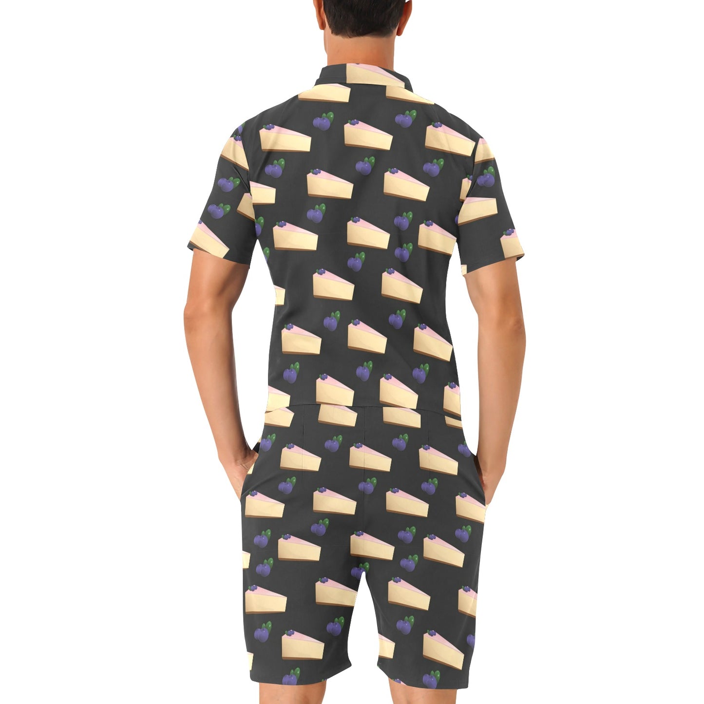 Cheesecake blueberry Pattern Print Design CK01 Men's Romper