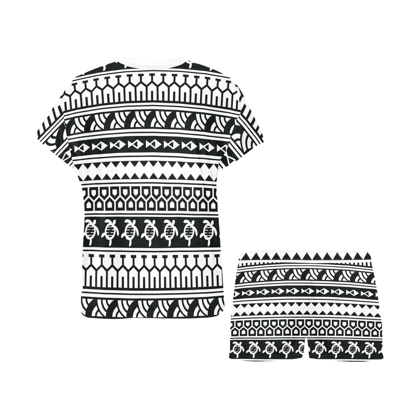 Samoan Pattern Print Design LKS303 Women's Short Pajama Set