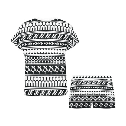 Samoan Pattern Print Design LKS303 Women's Short Pajama Set