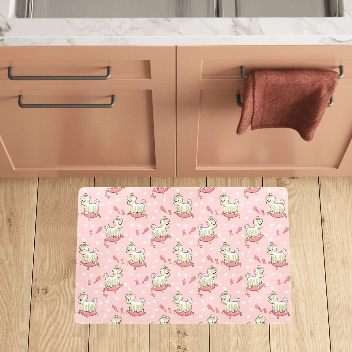 Bichons Frise Pattern Print Design 01 Kitchen Mat