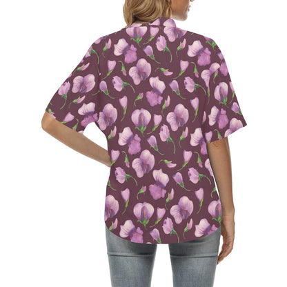 Peony Pattern Print Design PE010 Women's Hawaiian Shirt