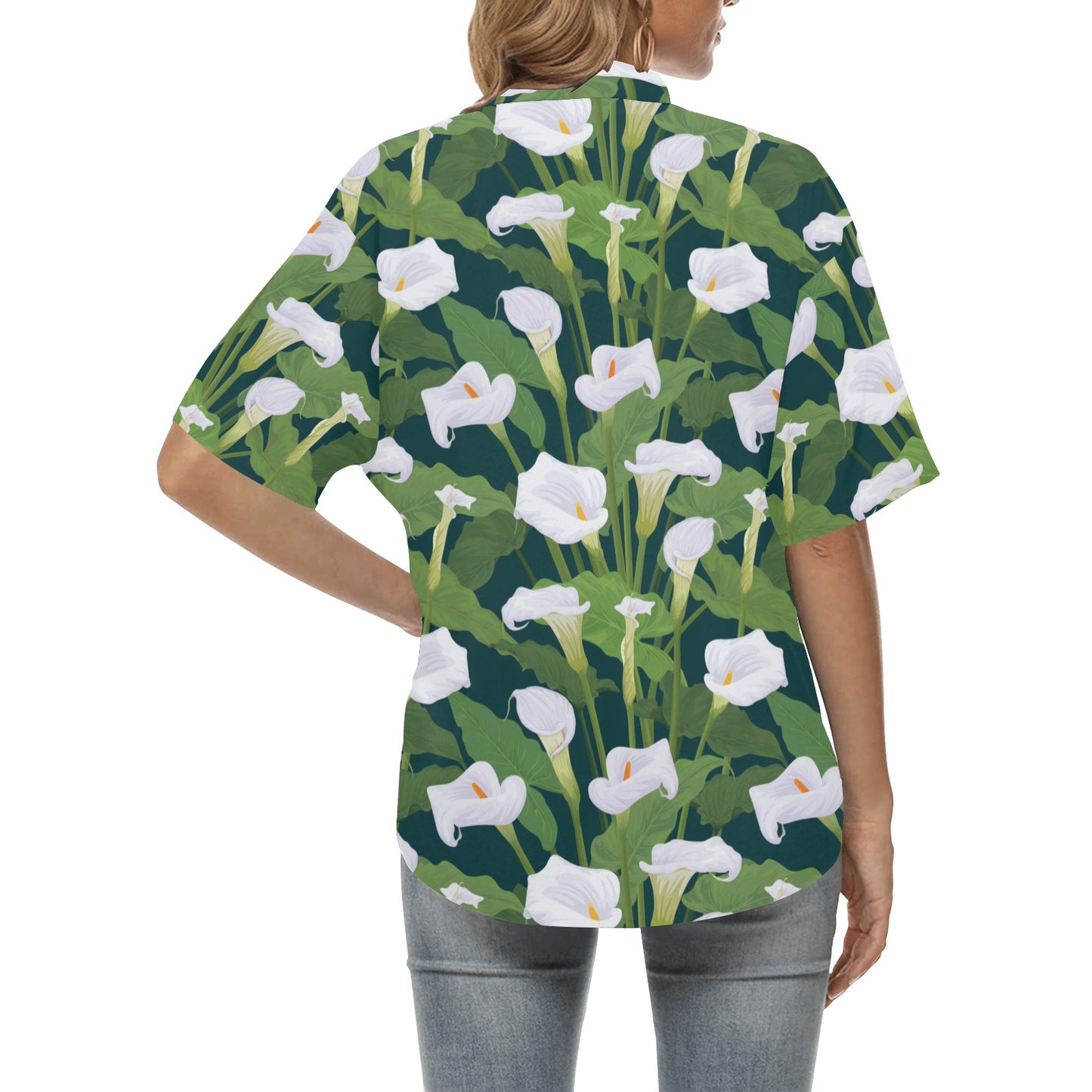 Lily Pattern Print Design 04 Women's Hawaiian Shirt