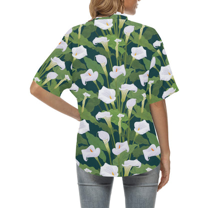 Lily Pattern Print Design 04 Women's Hawaiian Shirt