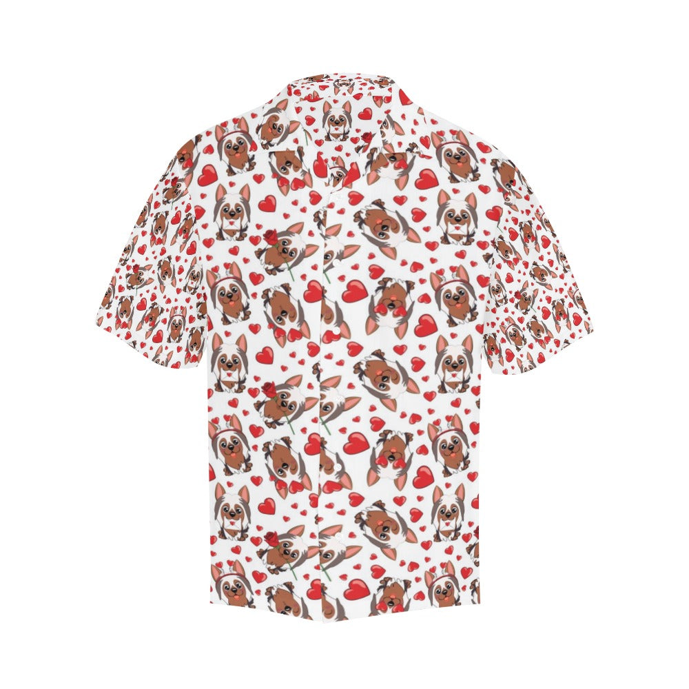 Silky Terriers Heart Print Design LKS302 Men's Hawaiian Shirt