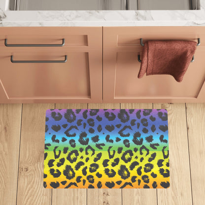 Rainbow Leopard Pattern Print Design A01 Kitchen Mat