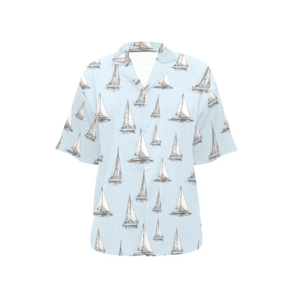 Sailing Ships Pattern Print Design A01 Women's Hawaiian Shirt