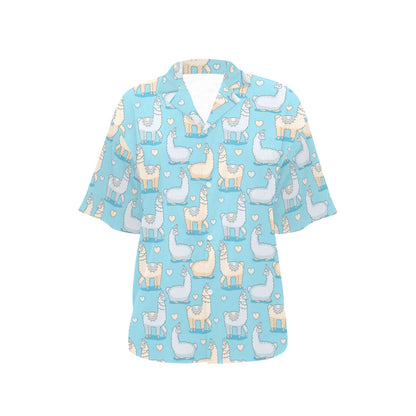 Alpaca Pattern Print Design 06 Women's Hawaiian Shirt