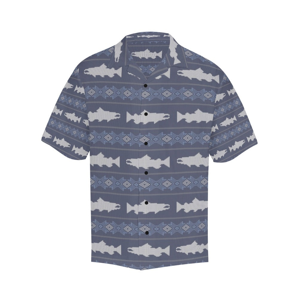 Salmon Fish Knit Style Print Design LKS304 Men's Hawaiian Shirt