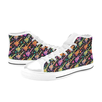 Electric Guitar Print Design LKS403 High Top Women's White Shoes