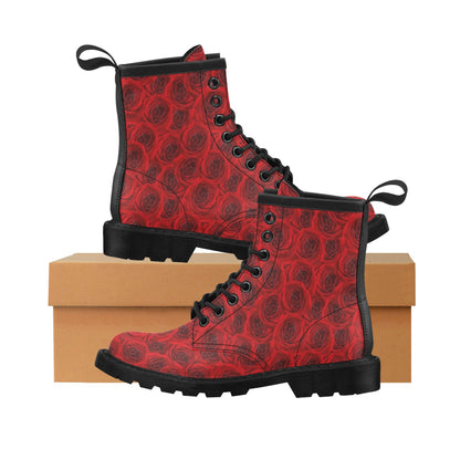 Rose Red Pattern Print Design RO04 Women's Boots
