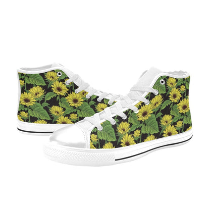 Sunflower Print Design LKS3010 High Top Women's White Shoes