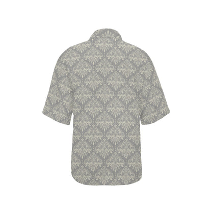 Damask Grey Elegant Print Pattern Women's Hawaiian Shirt