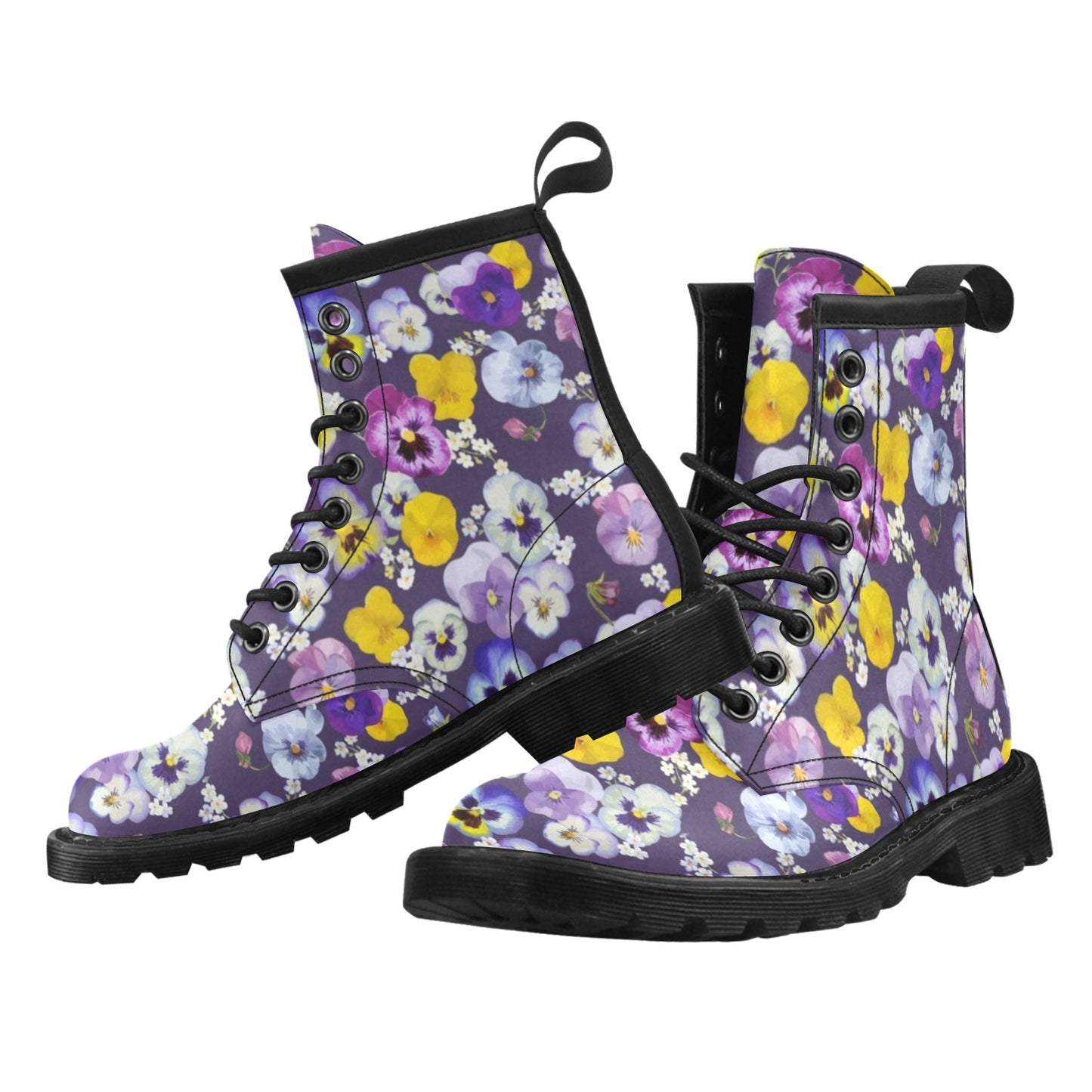 Pansy Pattern Print Design PS02 Women's Boots