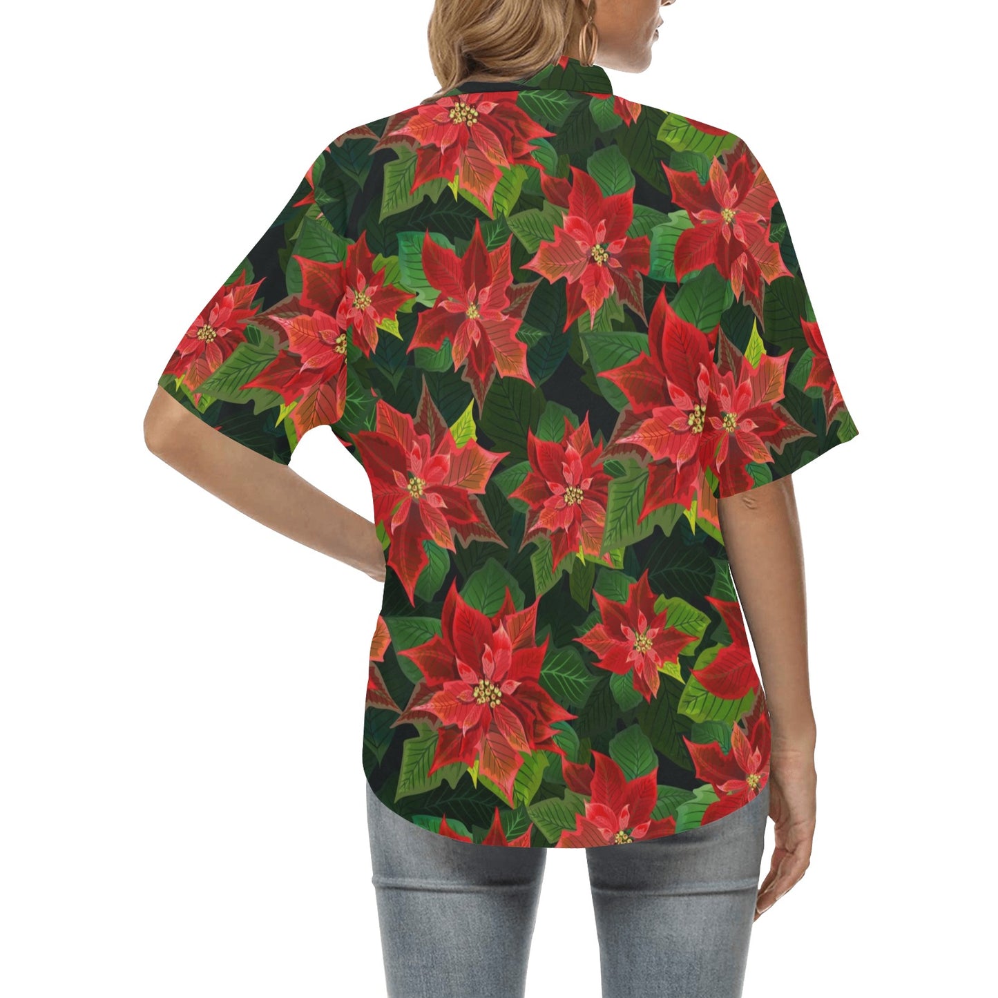 Poinsettia Pattern Print Design POT04 Women's Hawaiian Shirt