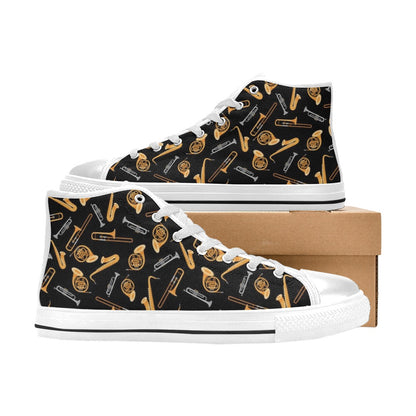 Saxophone Print Design LKS403 High Top Women's White Shoes
