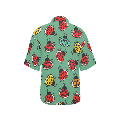 Ladybug Pattern Print Design 02 Women's Hawaiian Shirt