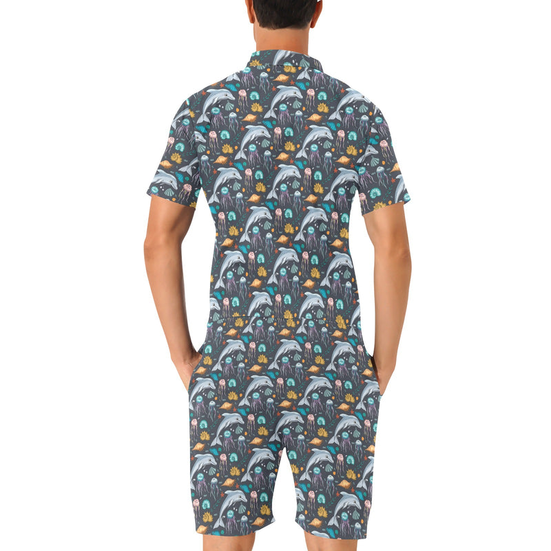 Underwater Dolphin Print Design LKS304 Men's Romper