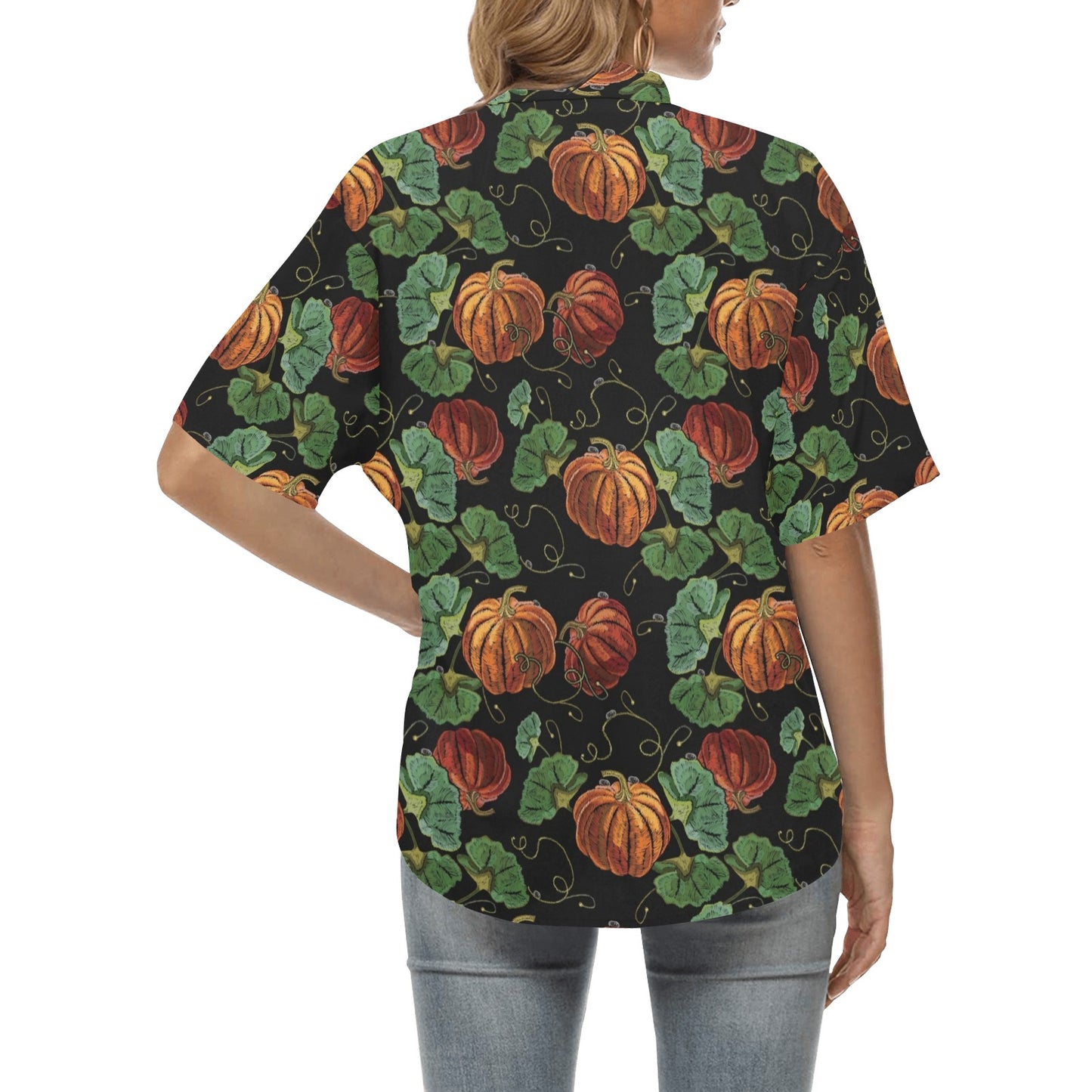 Pumpkin Pattern Print Design A02 Women's Hawaiian Shirt