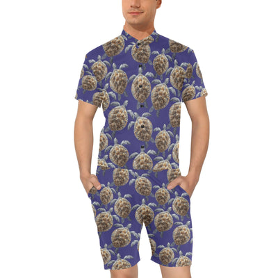 Sea Turtle Pattern Print Design T05 Men's Romper