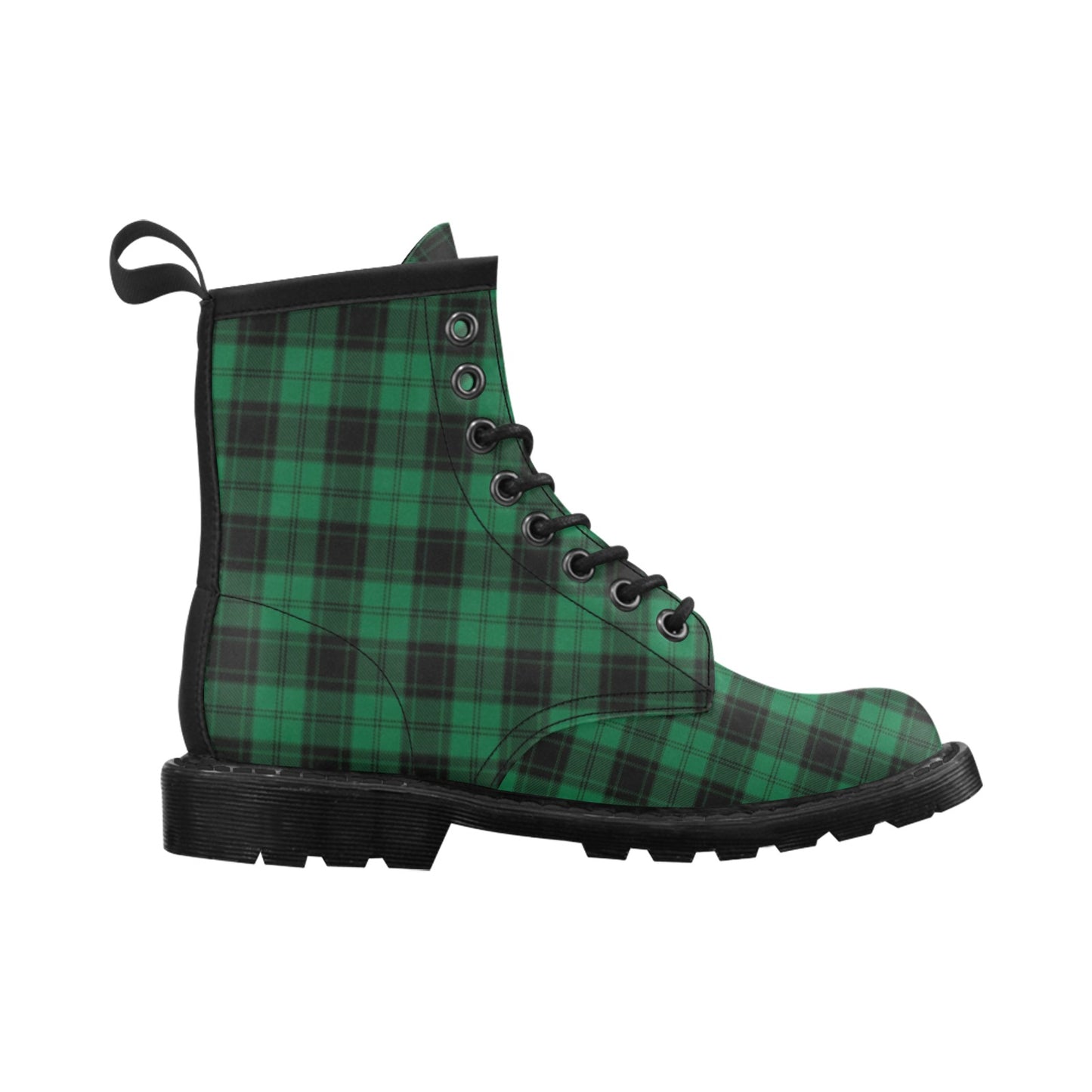 Tartan Green Print Design LKS302 Women's Boots