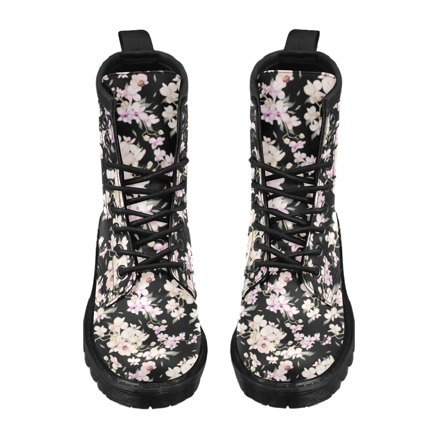 Orchid White Pattern Print Design OR03 Women's Boots