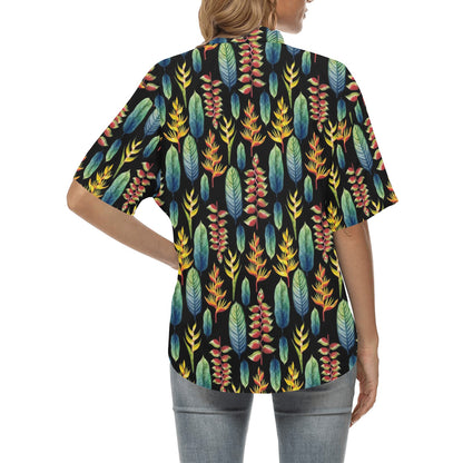 Heliconia Pattern Print Design HL03 Women's Hawaiian Shirt