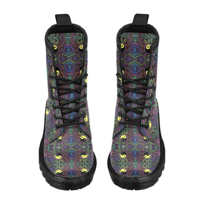 Yin Yang Neon Color Design Print Women's Boots