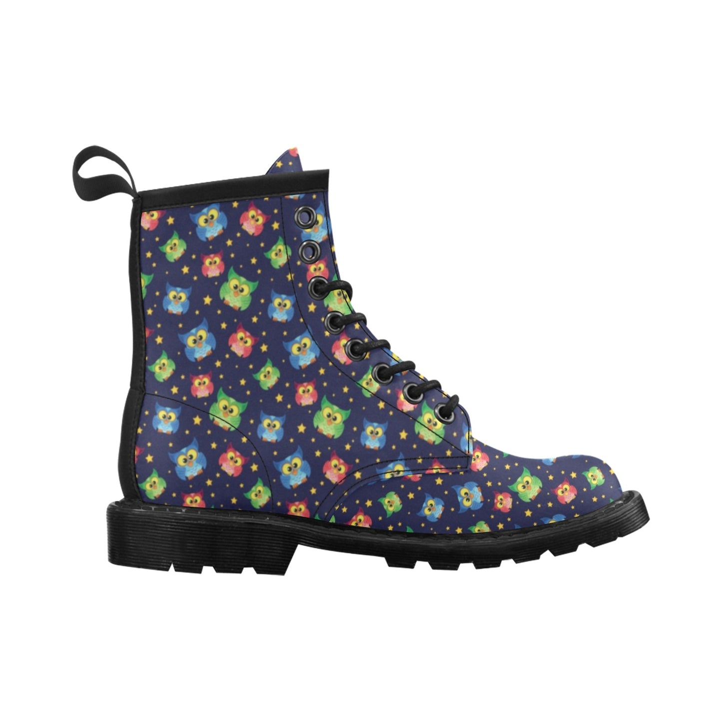 Owl with Star Themed Design Print Women's Boots