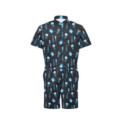 Sea Turtle Jelly Fish Sea Horse Print Design LKS3014 Men's Romper