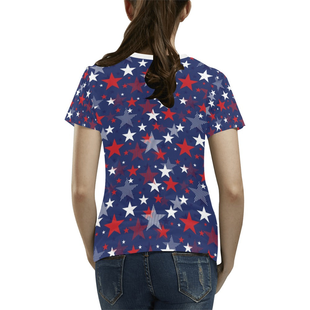 Star Print Design LKS304 Women's  T-shirt