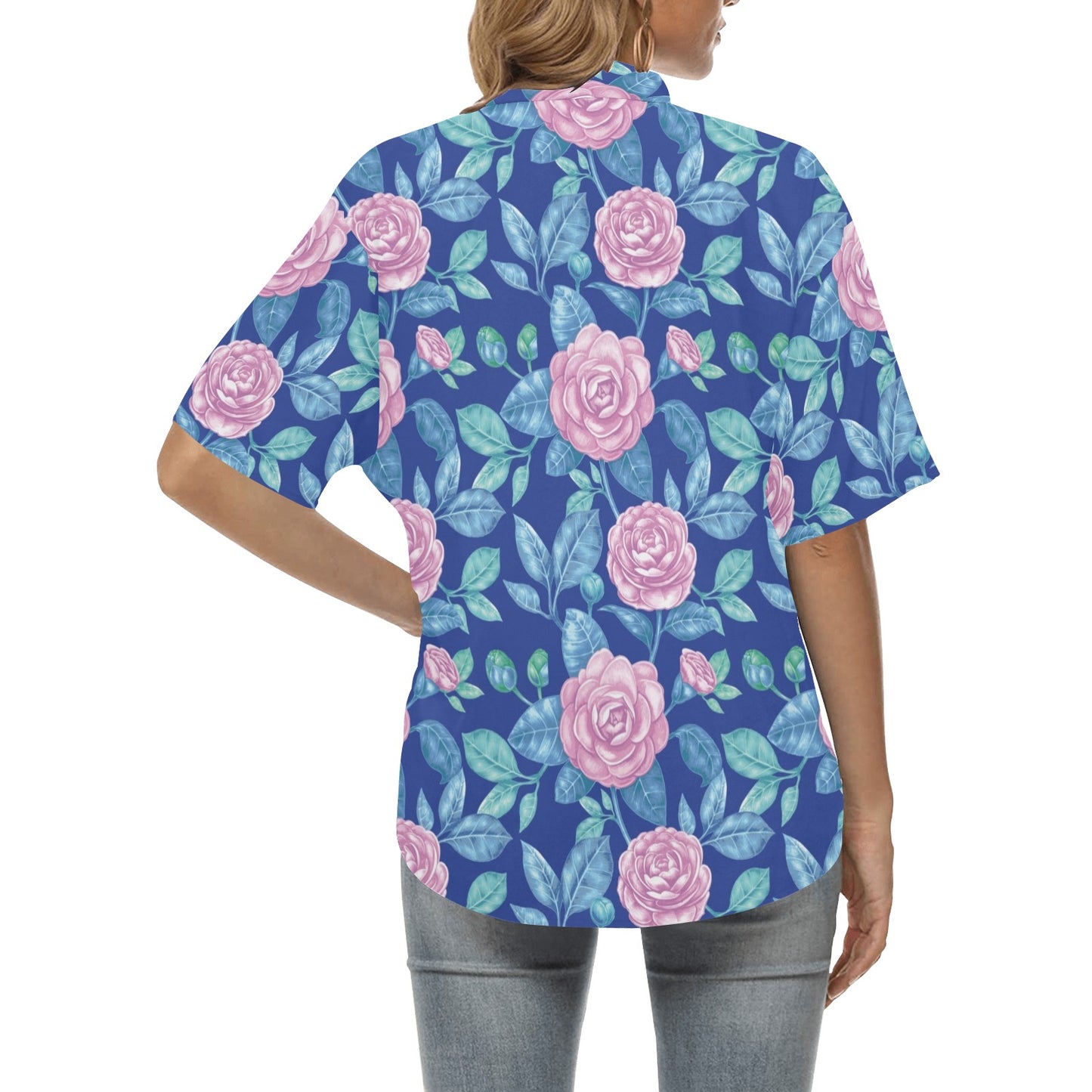 Camellia Pattern Print Design CM05 Women's Hawaiian Shirt