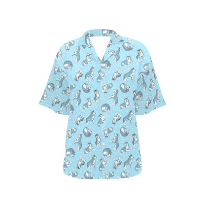 Wolf Design Print Pattern Women's Hawaiian Shirt