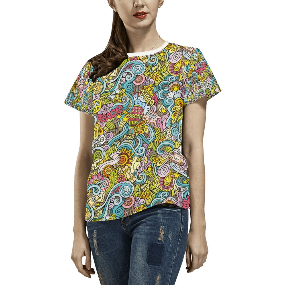 Hippie Print Design LKS301 Women's  T-shirt