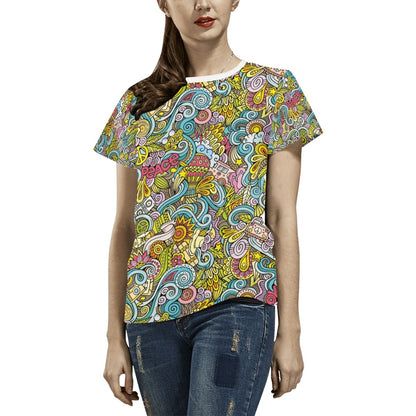 Hippie Print Design LKS301 Women's  T-shirt