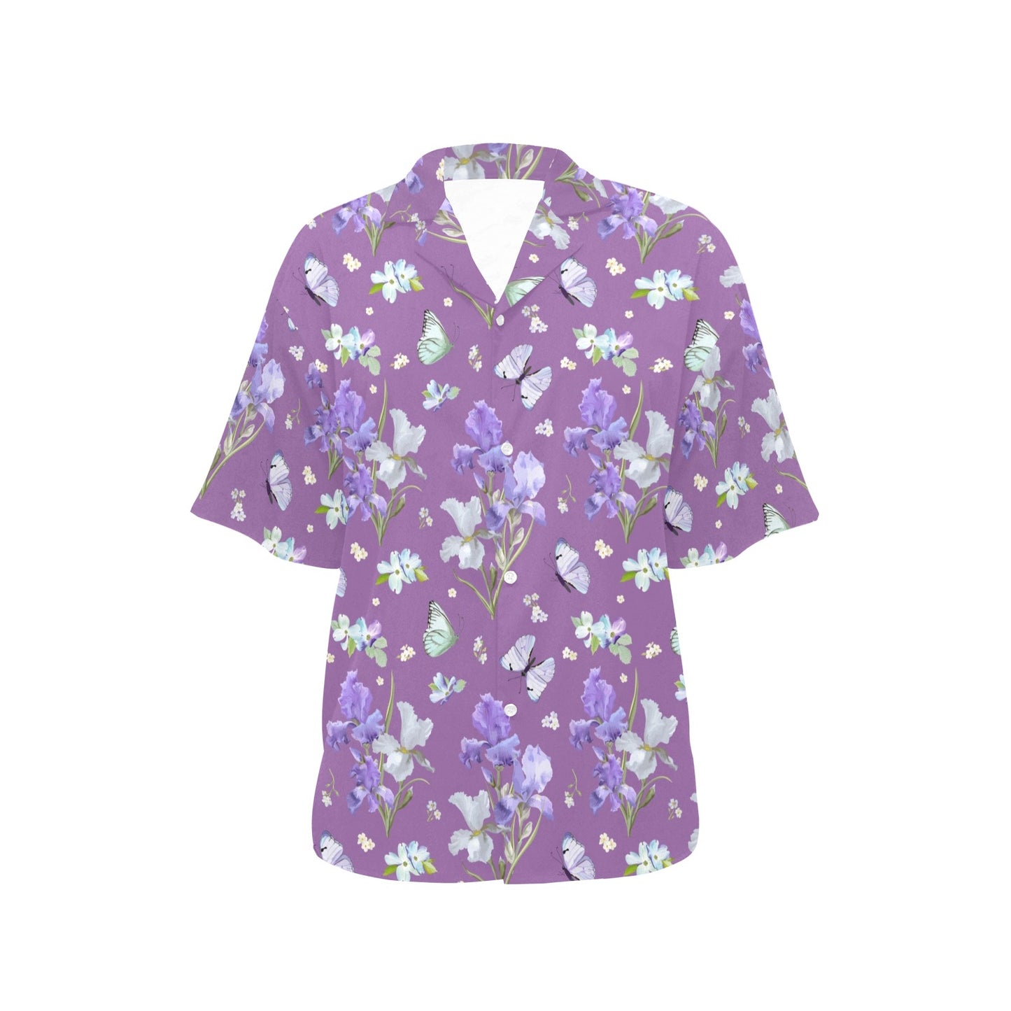 Iris Pattern Print Design IR09 Women's Hawaiian Shirt
