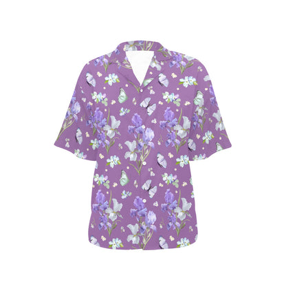 Iris Pattern Print Design IR09 Women's Hawaiian Shirt