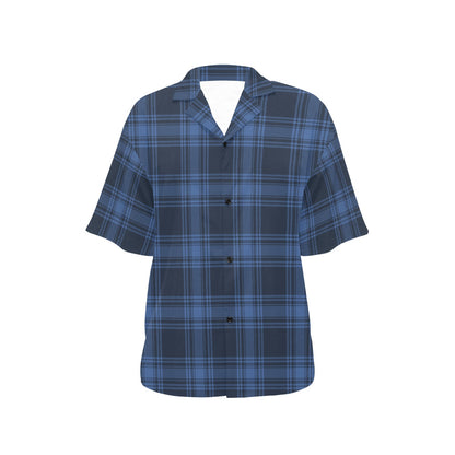 Tartan Blue Print Design LKS304 Women's Hawaiian Shirt