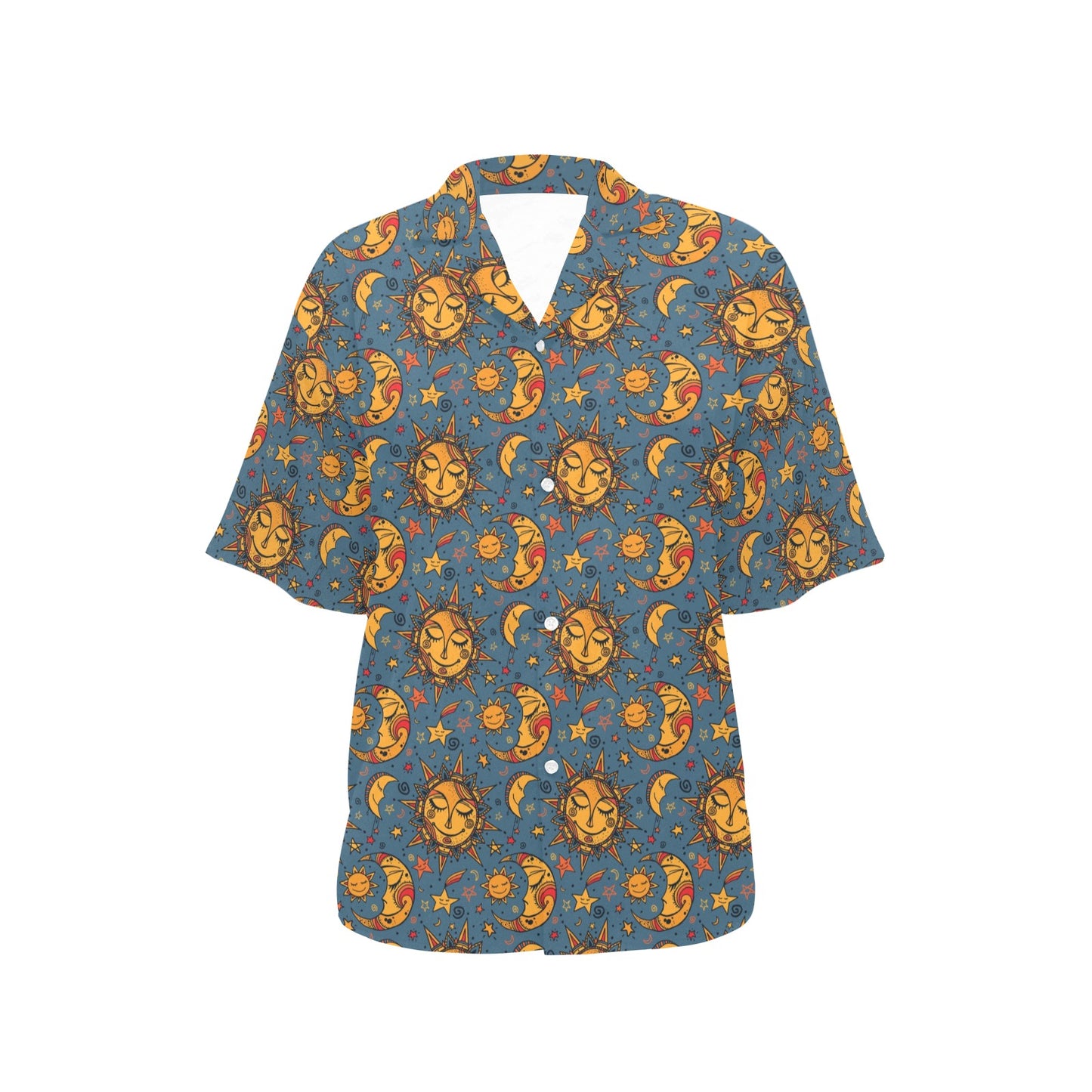 Celestial Moon Sun Pattern Print Design 02 Women's Hawaiian Shirt