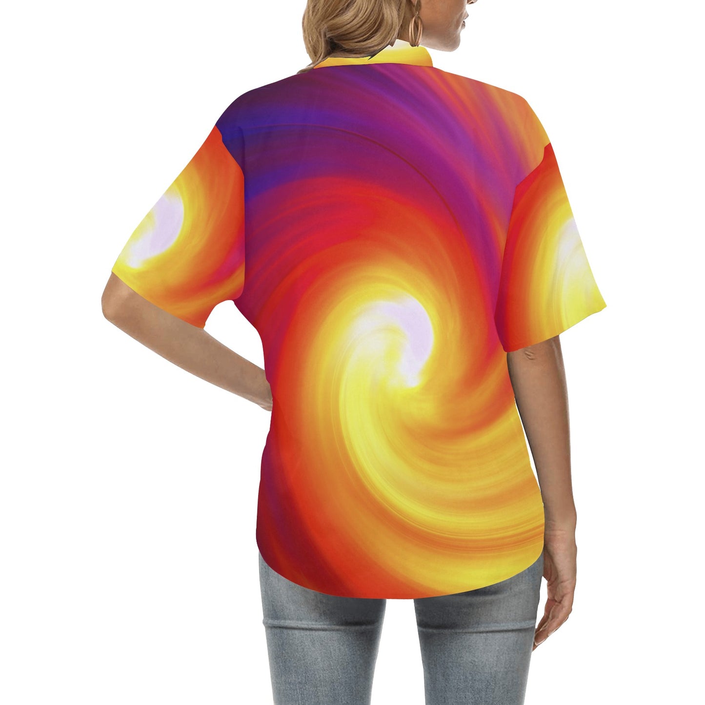 Vortex Twist Swirl Flame Themed Women's Hawaiian Shirt