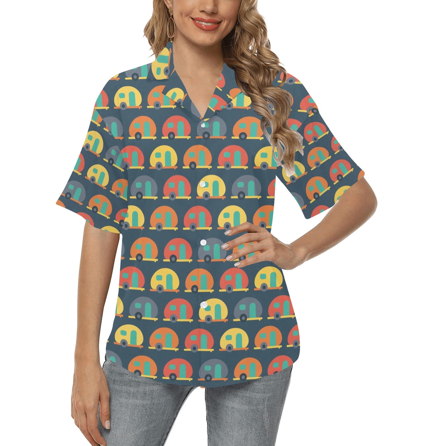 Camper Pattern Print Design 02 Women's Hawaiian Shirt