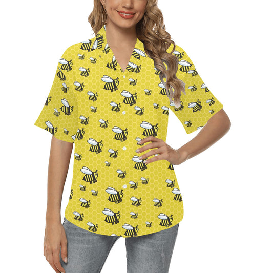 Bee Cute Print Design LKS308 Women's Hawaiian Shirt