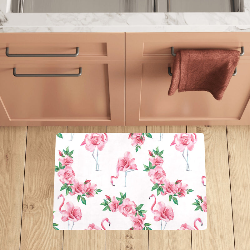 Flamingo Rose Pattern Kitchen Mat