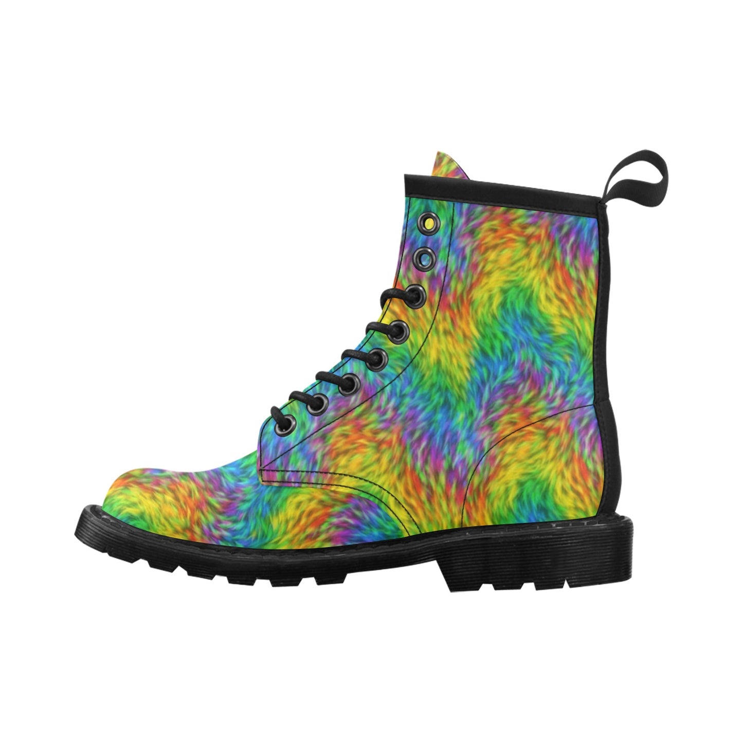Rainbow Fur Design Print Women's Boots