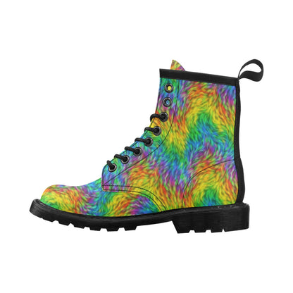 Rainbow Fur Design Print Women's Boots