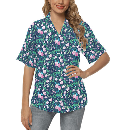 Sweet Pea Print Design LKS303 Women's Hawaiian Shirt