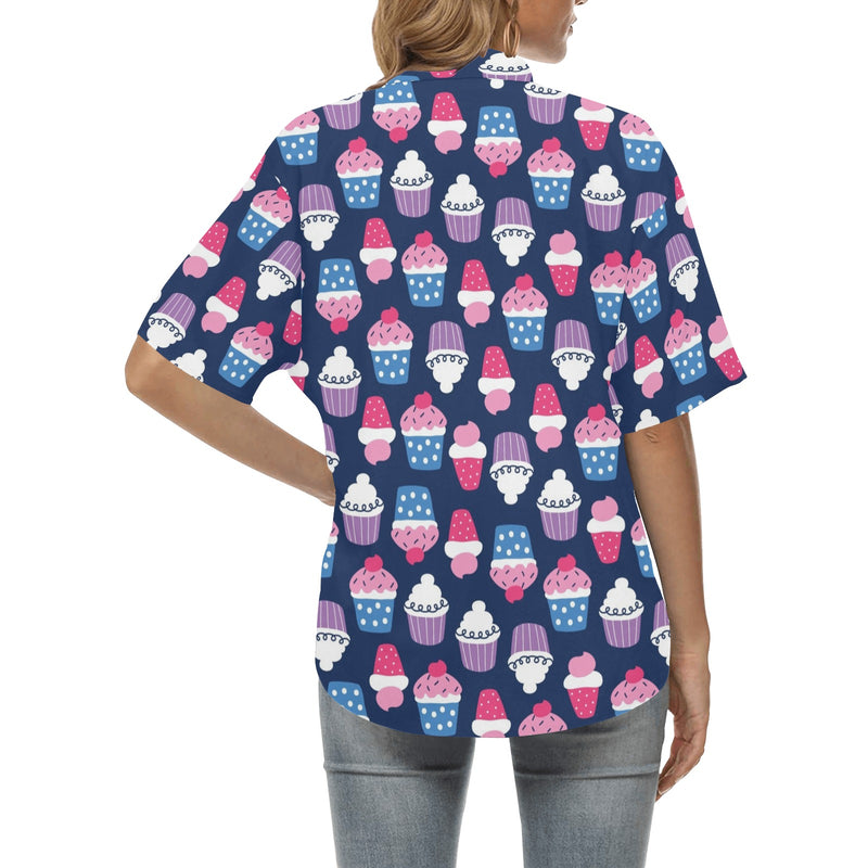 Cupcake Pattern Print Design CP04 Women's Hawaiian Shirt